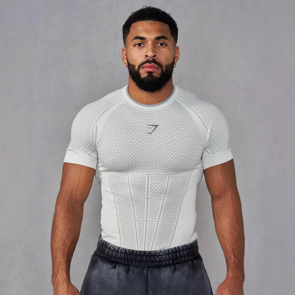Herren nan muskelmodellierendes Funktionsshirt mit 3D-Struktur und gezielten Kompressionszonen Shopnory