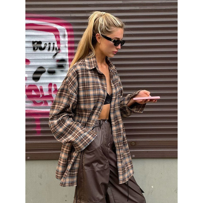 Damen Kariertes Overshirt Shopnory