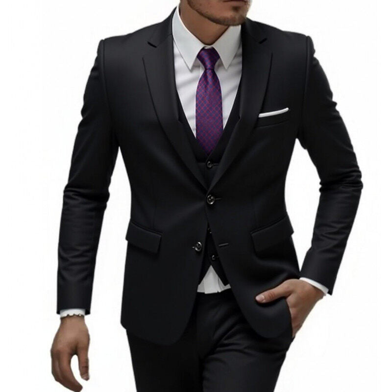 Herren nan dreiteiliges Slim-Fit Anzugset mit Weste, schmalem Revers und taillierter Silhouette