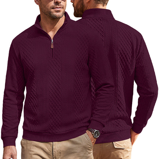 Herren Strickpullover mit halbem Reißverschluss und strukturierter Zopfoptik Shop Nory