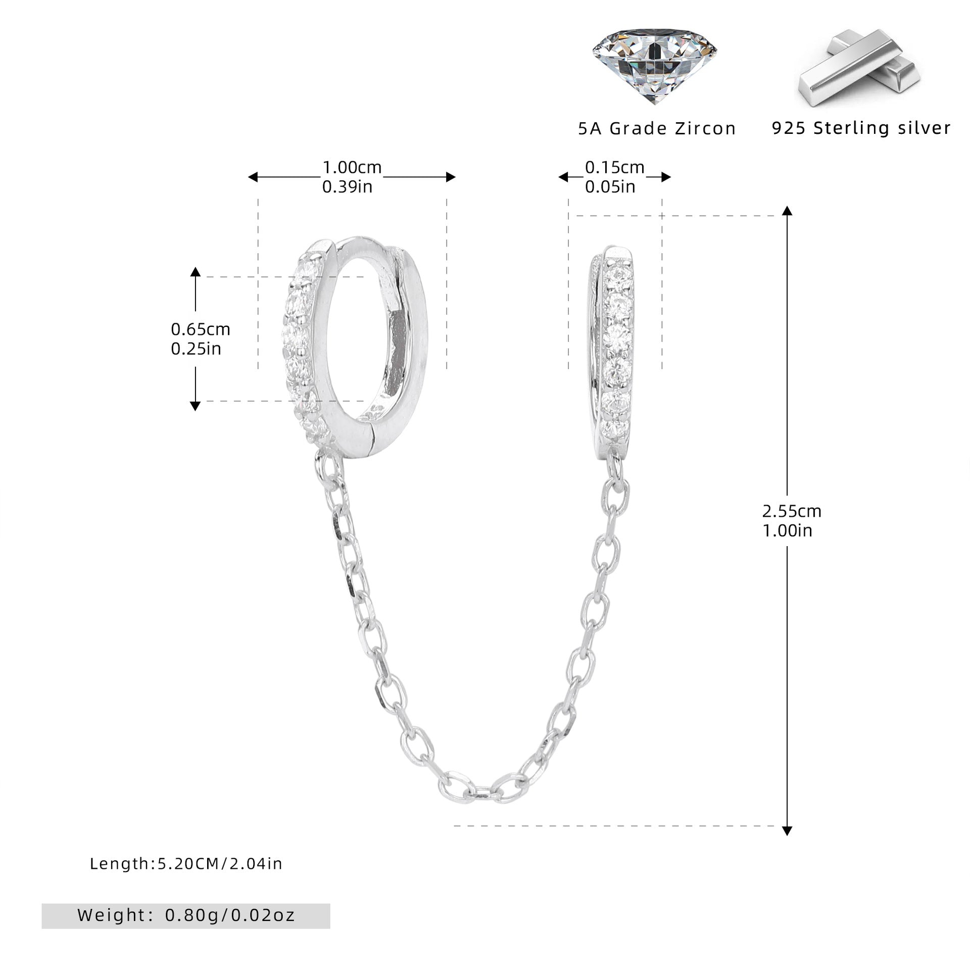 Damen Ohrringe mit elegantem Zirkon-Design aus hochwertigem 925 Sterling Silber Shop Nory