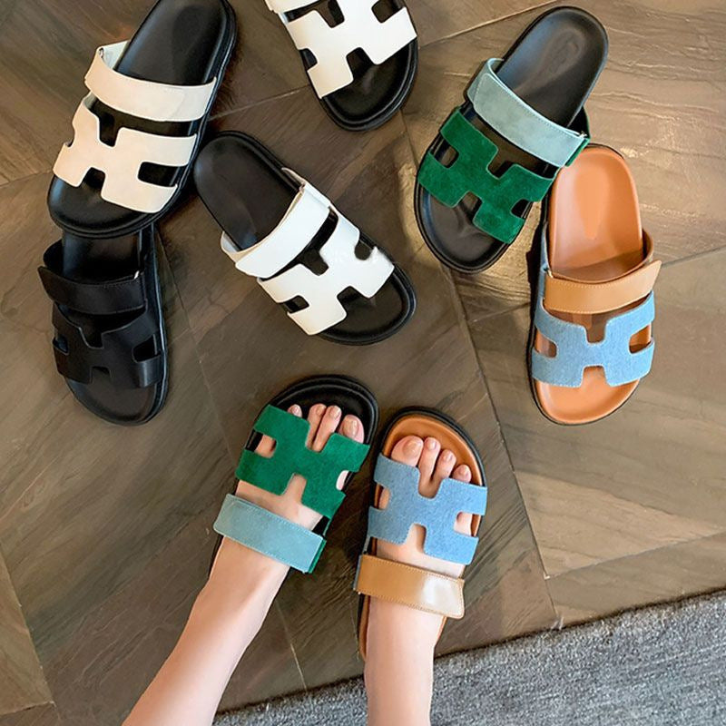 Damen komfortable Veloursleder-Sandalen mit verstellbarem Klettverschluss und rutschfester Sohle Shopnory