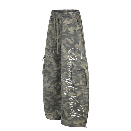 Damen Weite Cargopalazzo-Hose mit Tunnelzugbund, verstellbarem Saum und Cargo‑Taschen Shop Nory