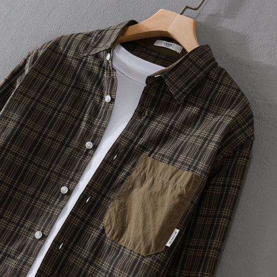 Herren Kariertes Overshirt im Relaxed-Fit mit kontrastreicher Brusttasche Shop Nory