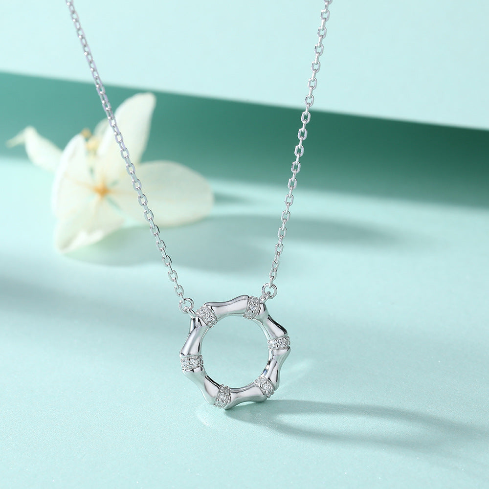 Damen Halskette im modernen Kreismuster mit Zirkonia-Besatz Shop Nory