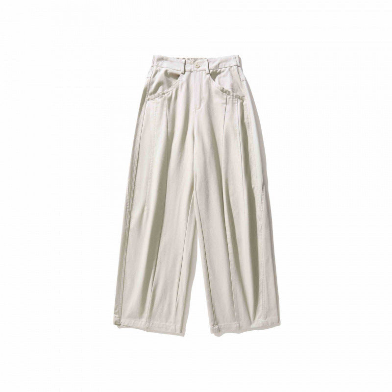 Damen Weite Bundfaltenhose mit hohem Bund und geradem weitem Bein Shop Nory