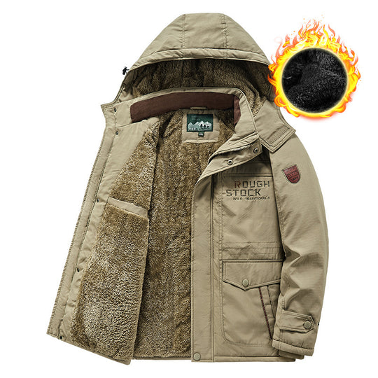 Herren wärmender gefütterter Kapuzenparka mit durchgehendem Teddyfleecefutter und Utility‑Taschen Shop Nory