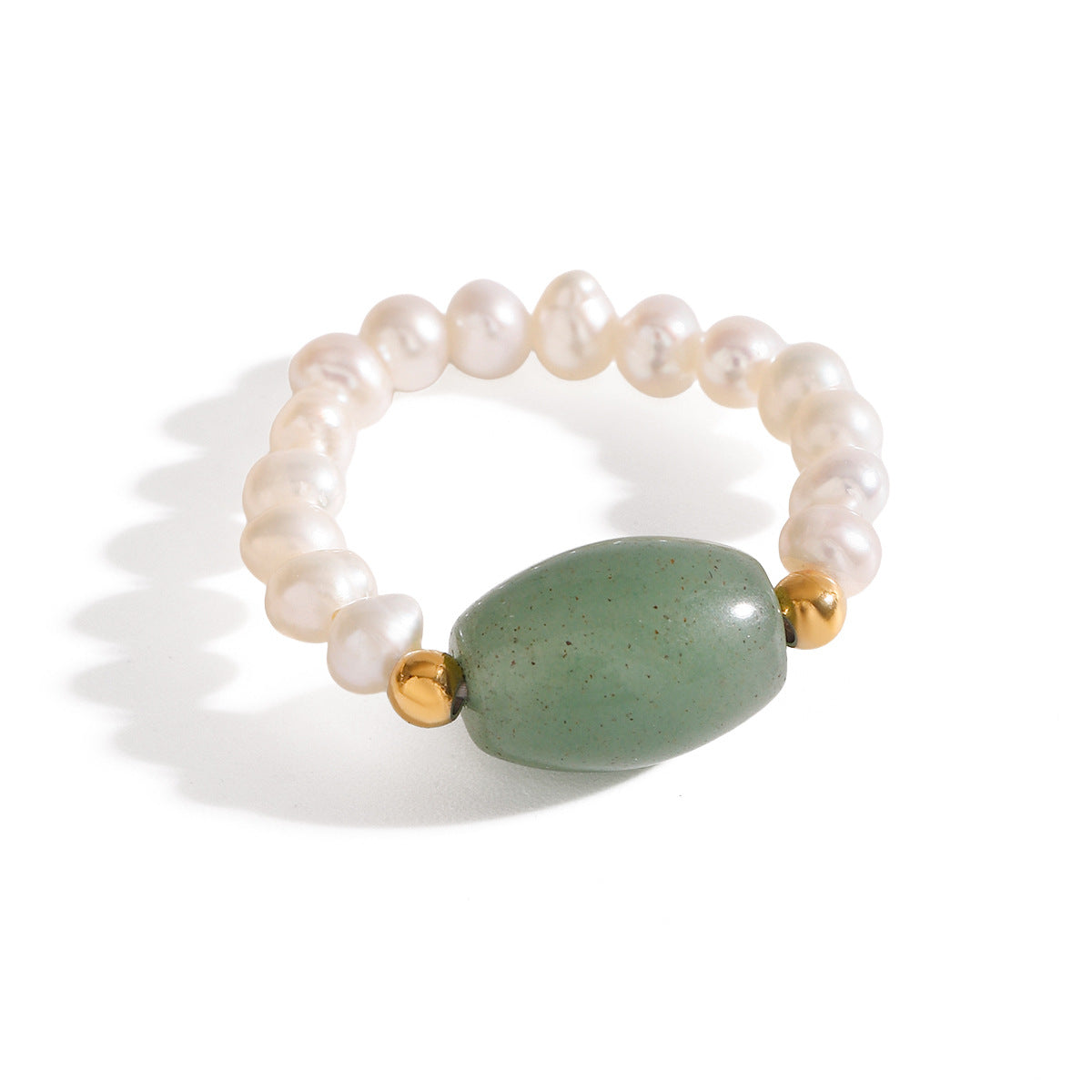 Damen elastisches Armband mit Perlen und grünem Jade-Element Shop Nory