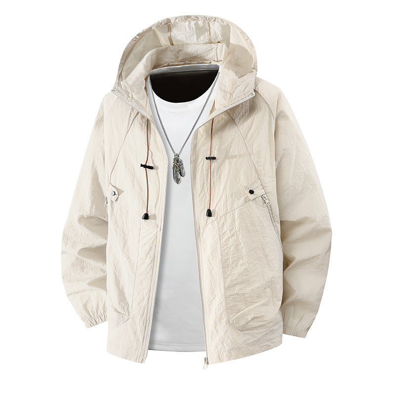 Herren Leichte Wanderjacke mit verstellbarer Kapuze
