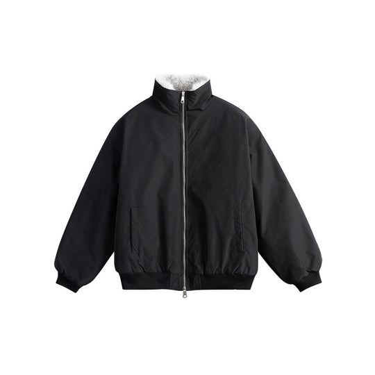 Damen Kurze Boxy-Steppjacke mit hohem Schalkragen, Teddykragen und elastischen Rippbündchen Shop Nory