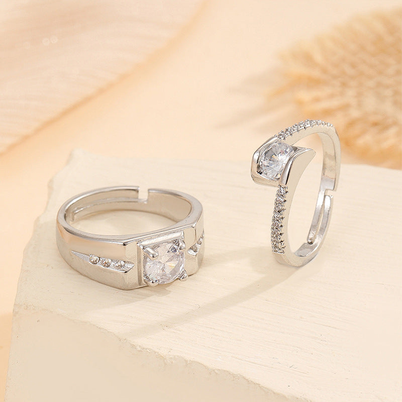 Damen Elegantes Set aus zwei Ringen mit funkelnden Zirkoniasteinen Shop Nory