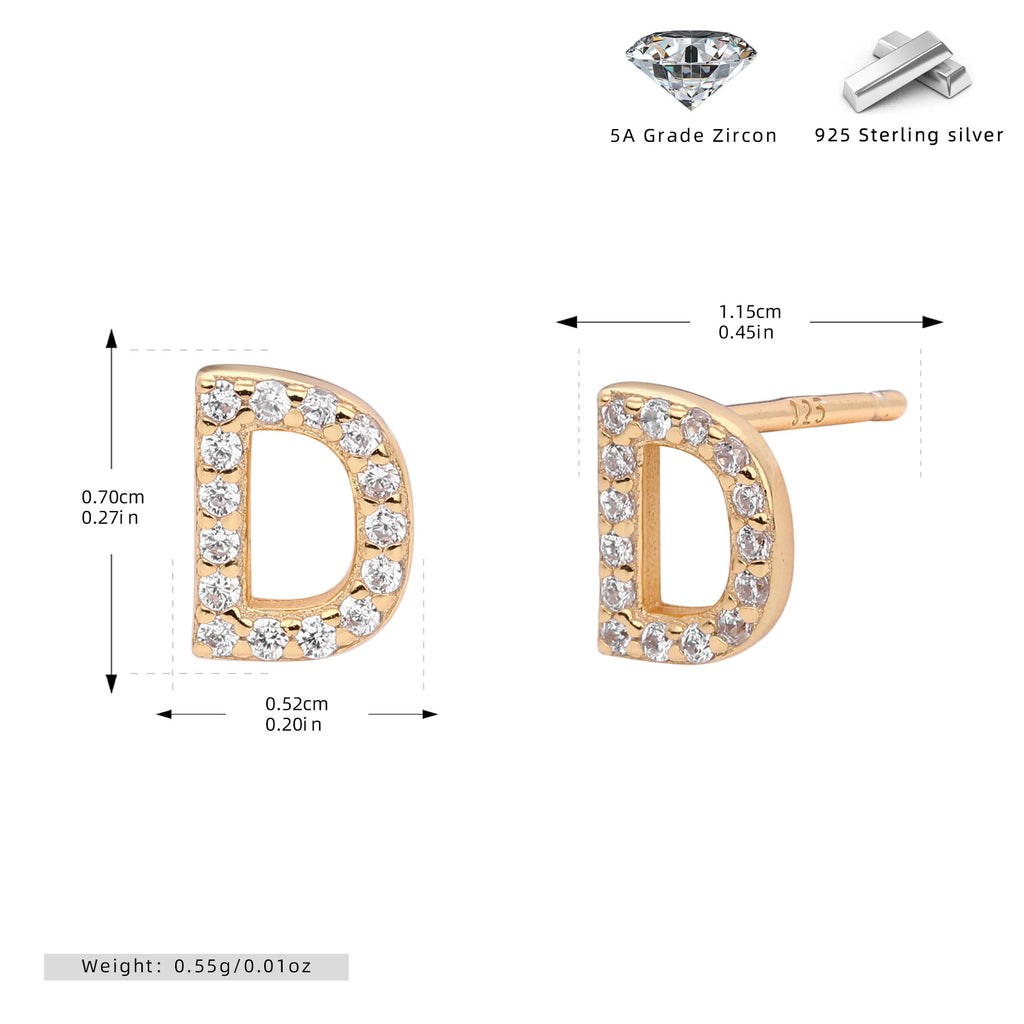 Damen Ohrstecker aus 925 Sterling Silber mit luxuriösem Zirkonbuchstaben R Shop Nory