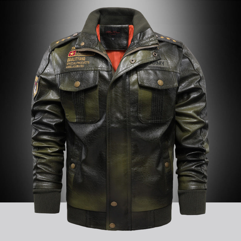 Herren Premium Kunstleder-Fliegerblouson im Aviator-Look mit Applikationen und Reißverschlussblende Shop Nory