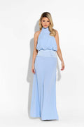 Damen Elegantes Maxikleid mit hochgeschlossenem Design und fließendem Fall