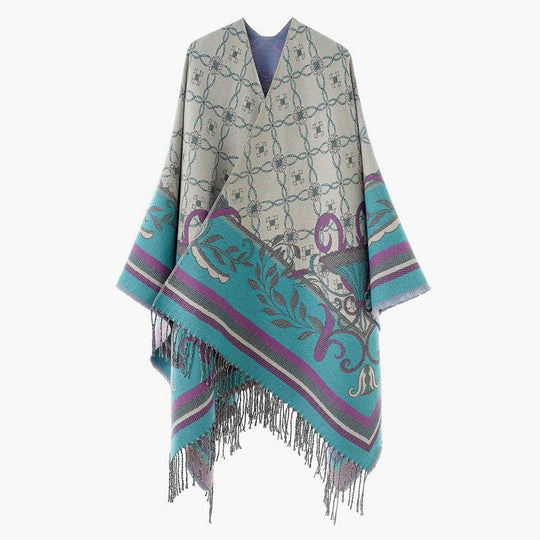 Damen Leichter Jacquard-Überwurf im Kaftan-Stil mit Zierfransen Shop Nory