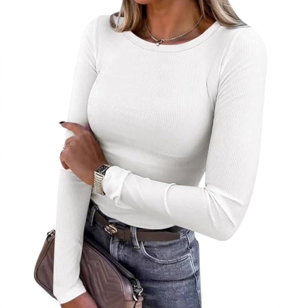 Damen Schmalgeschnittenes Ripp-Longsleeve mit Rundhalsausschnitt und Stretch-Baumwollmix Shop Nory
