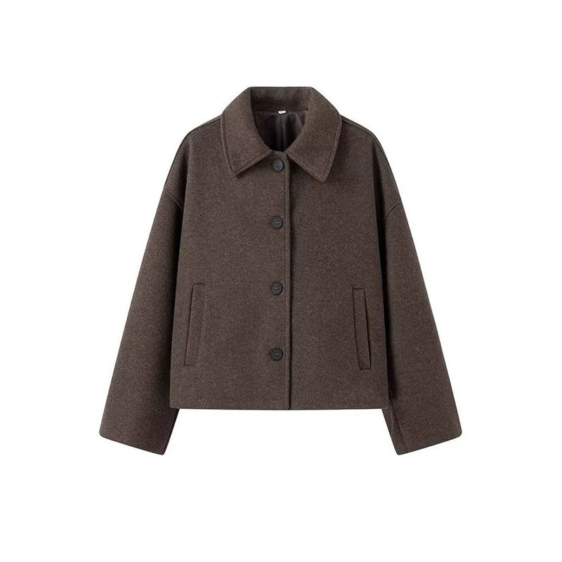 Damen Kurzjacke im Boxy‑Schnitt aus Wollmix mit Hemdkragen und Eingrifftaschen Shop Nory