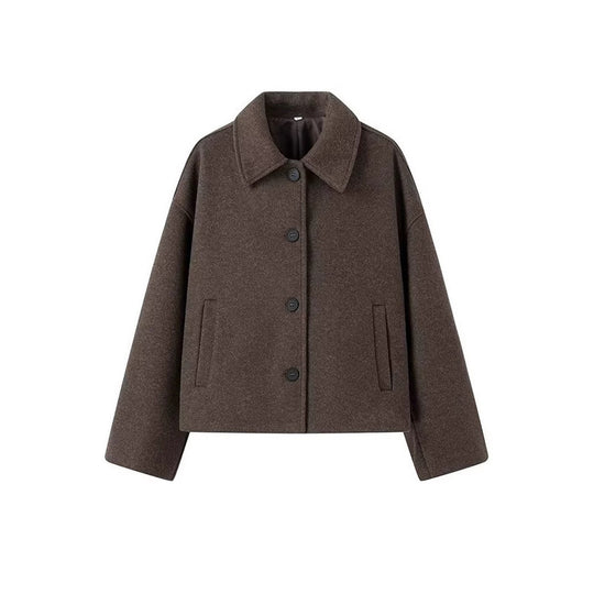 Damen Kurzjacke im Boxy‑Schnitt aus Wollmix mit Hemdkragen und Eingrifftaschen Shop Nory