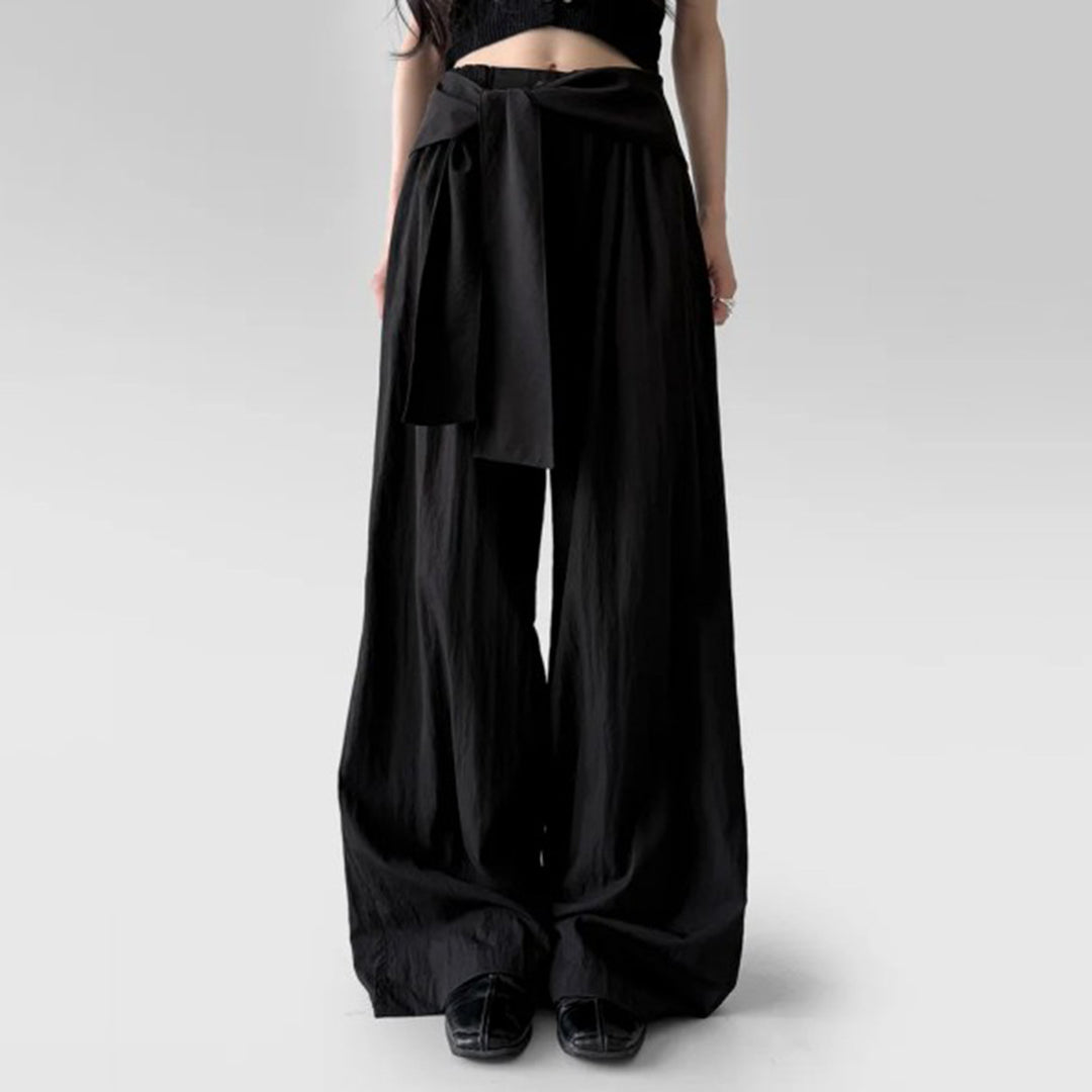 Damen nan Highwaist Leinenhose mit weitem Bein und dekorativem Bindegürtel Shop Nory