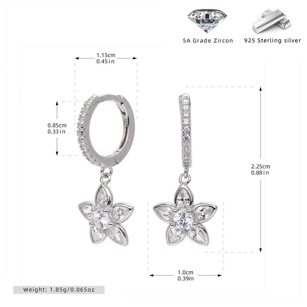 Damen Ohrringe mit elegantem Blumendesign aus hochwertigem 925 Sterling Silber Shop Nory
