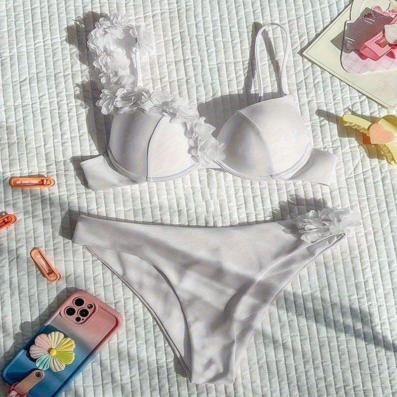 Damen Push-Up Bikini mit stilvollen Blumendetails