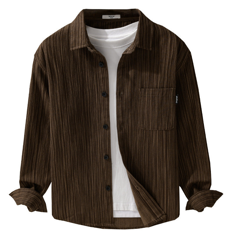 Herren Cord-Overshirt mit feiner Streifenstruktur und aufgesetzter Brusttasche Shop Nory