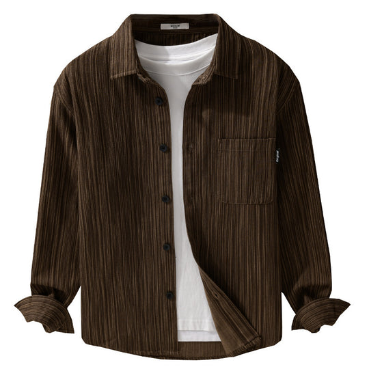 Herren Cord-Overshirt mit feiner Streifenstruktur und aufgesetzter Brusttasche Shop Nory