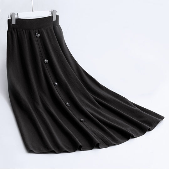 Damen Langer Faltenrock mit Knopfdetails Shop Nory