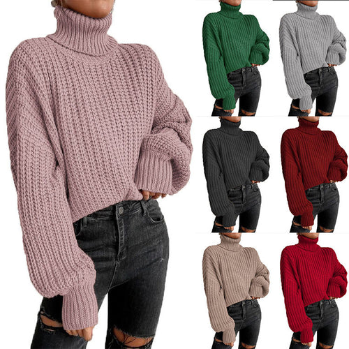 Damen nan grober Rollkragenpullover mit Oversize-Ärmeln und gerippten Bündchen Shop Nory