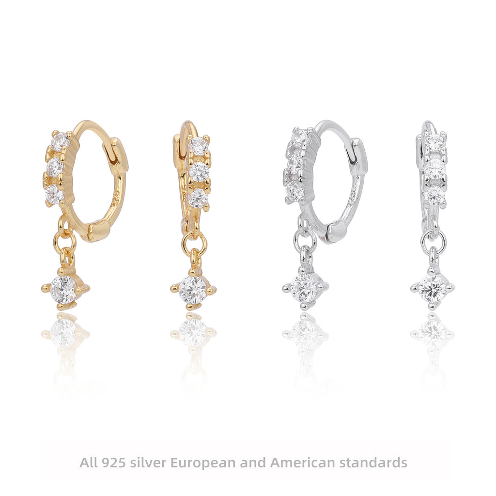 Damen Ohrringe mit funkelnden Zirkon-Anhängern aus hochwertigem 925 Sterling Silber Shop Nory