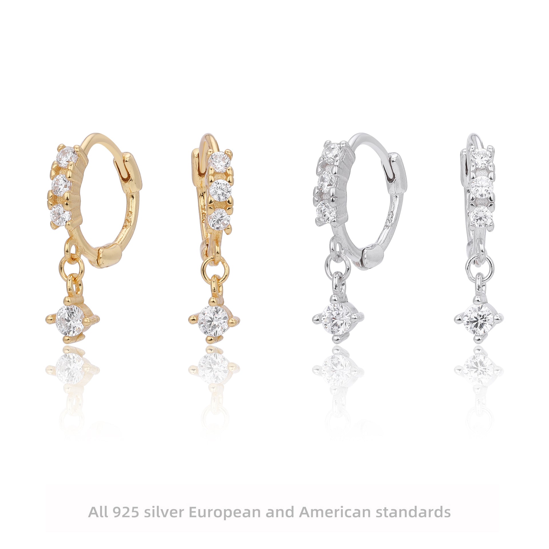 Damen Ohrringe mit funkelnden Zirkon-Anhängern aus hochwertigem 925 Sterling Silber Shop Nory