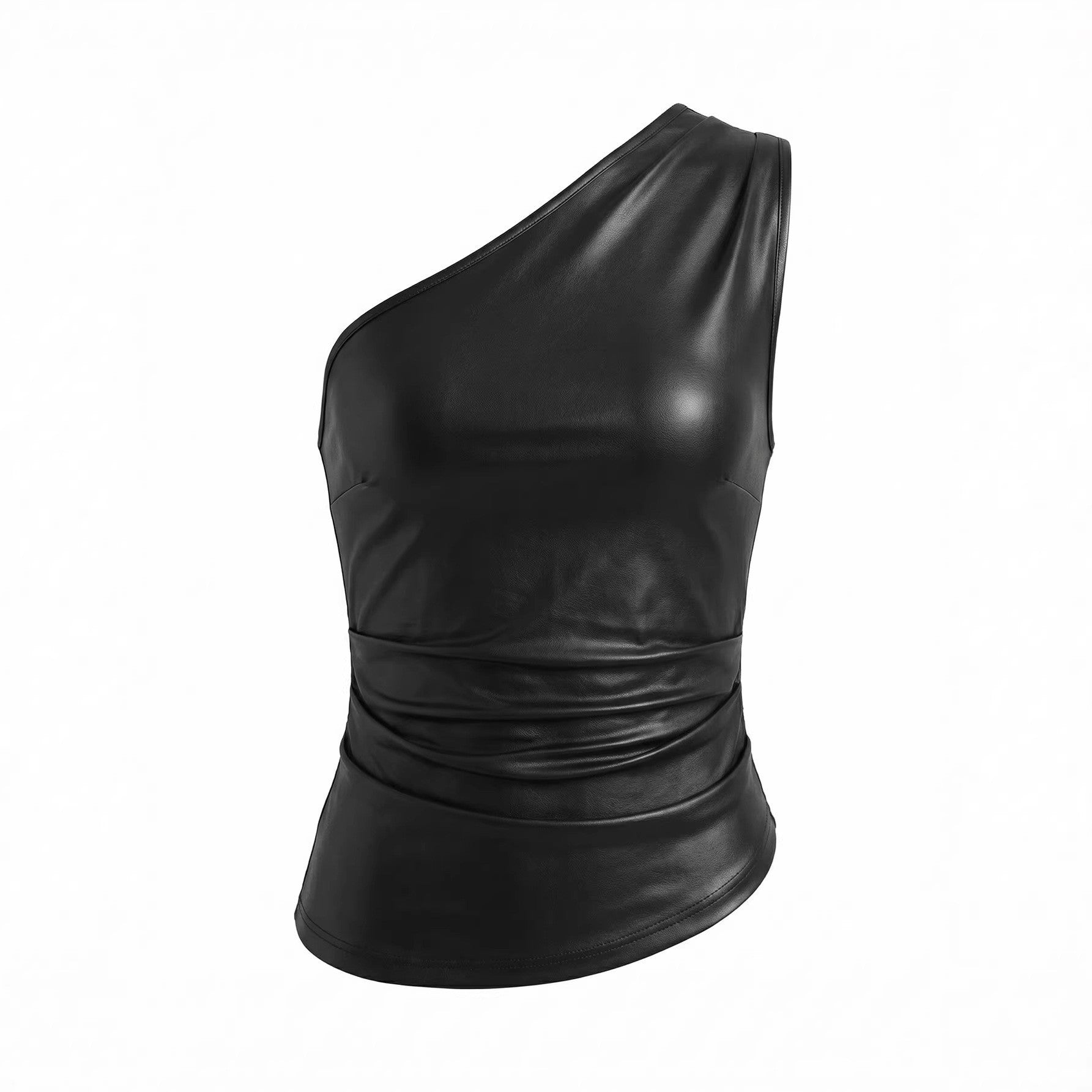 Damen asymmetrisches Top aus Kunstleder