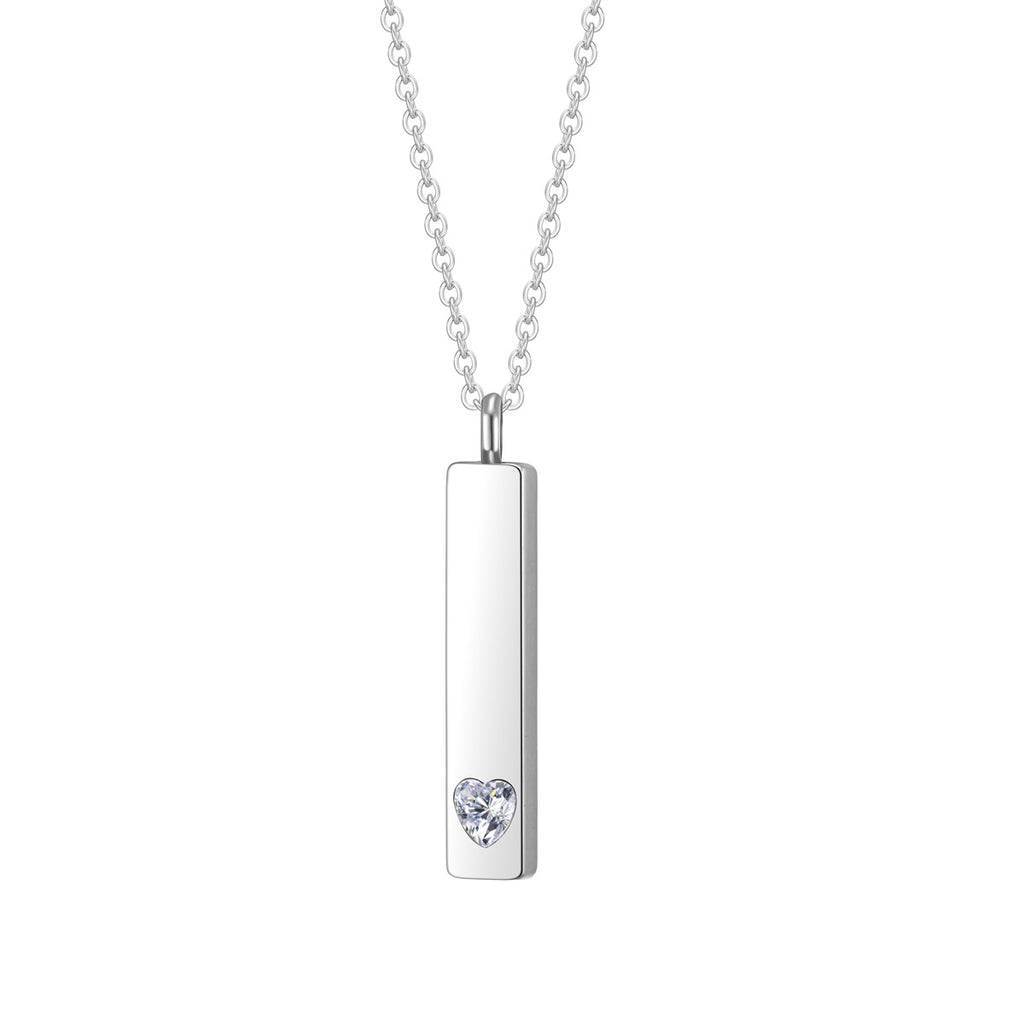 Damen Halskette mit modernem Rechteckanhänger und herzförmigem Zirkonia-Shop Nory