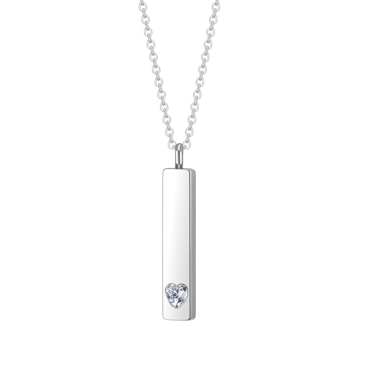 Damen Halskette mit modernem Rechteckanhänger und herzförmigem Zirkonia-Shop Nory