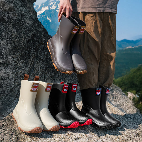 Unisex Wasserdichte Kurzschaft-Outdoor-Gummistiefel mit profilierter Noppenlaufsohle Shop Nory