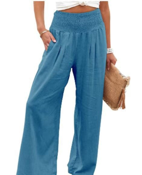Damen Weit geschnittene Sommerhose mit elastischem Bund und luftiger Passform