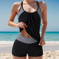 Damen Sportliches Tankini-Set mit modischem Streifenmuster Shopnory