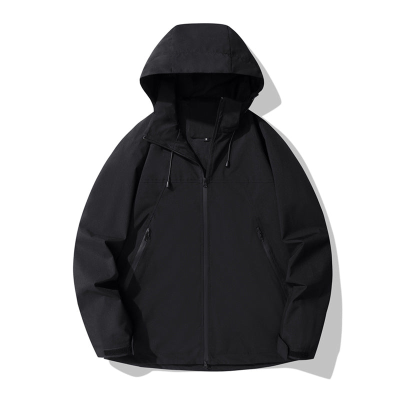Damen wasserabweisende Outdoor-Jacke mit verstellbarem Kapuzenkragen und funktionalen Reißverschlusstaschen