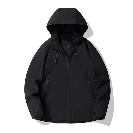 Damen wasserabweisende Outdoor-Jacke mit verstellbarem Kapuzenkragen und funktionalen Reißverschlusstaschen