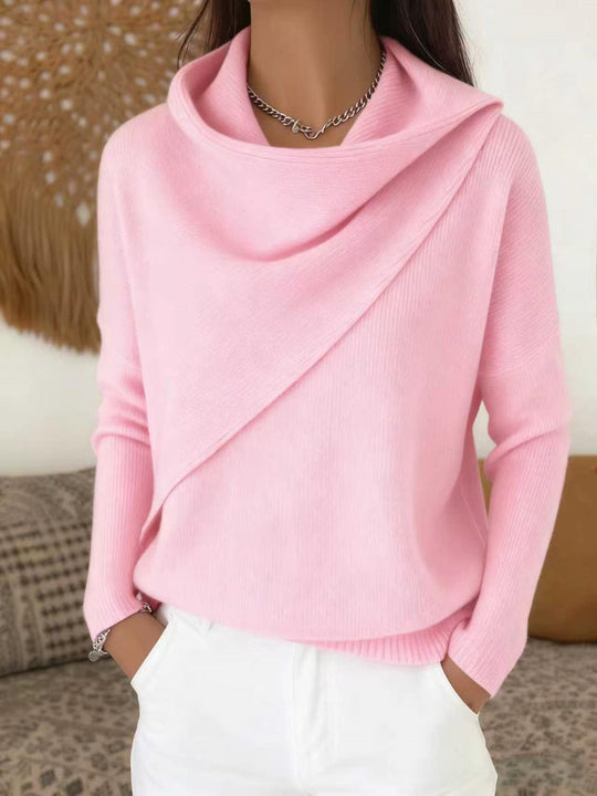 Damen Asymmetrischer Grobstrick-Pullover mit Schalkragen Shop Nory