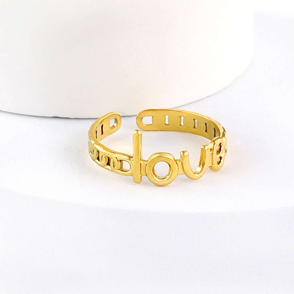 Damen Verstellbarer Armband mit emotionalem „Liebe“ Schriftzug aus hochwertigem Edelstahl mit goldfarbener Beschichtung Shop Nory