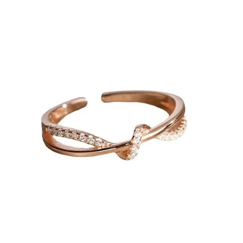 Damen Offener Ring mit kreativen Wellen- und Zirkonia-Details Shop Nory