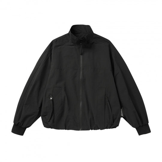 Unisex Leichte Boxy-Outdoorjacke im Trackstil mit hohem Stehkragen, Reißverschlusstaschen und elastischem Saum Shop Nory