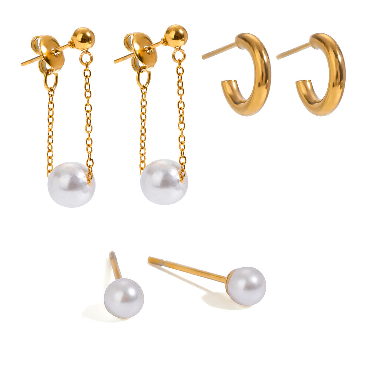 Damen modische Ohrringe mit hängenden Perlen und Edelstahl-Shop Nory
