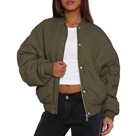 Damen Übergroße Stepp-Bomberjacke mit wattierter Polsterung und Raglanärmeln Shop Nory