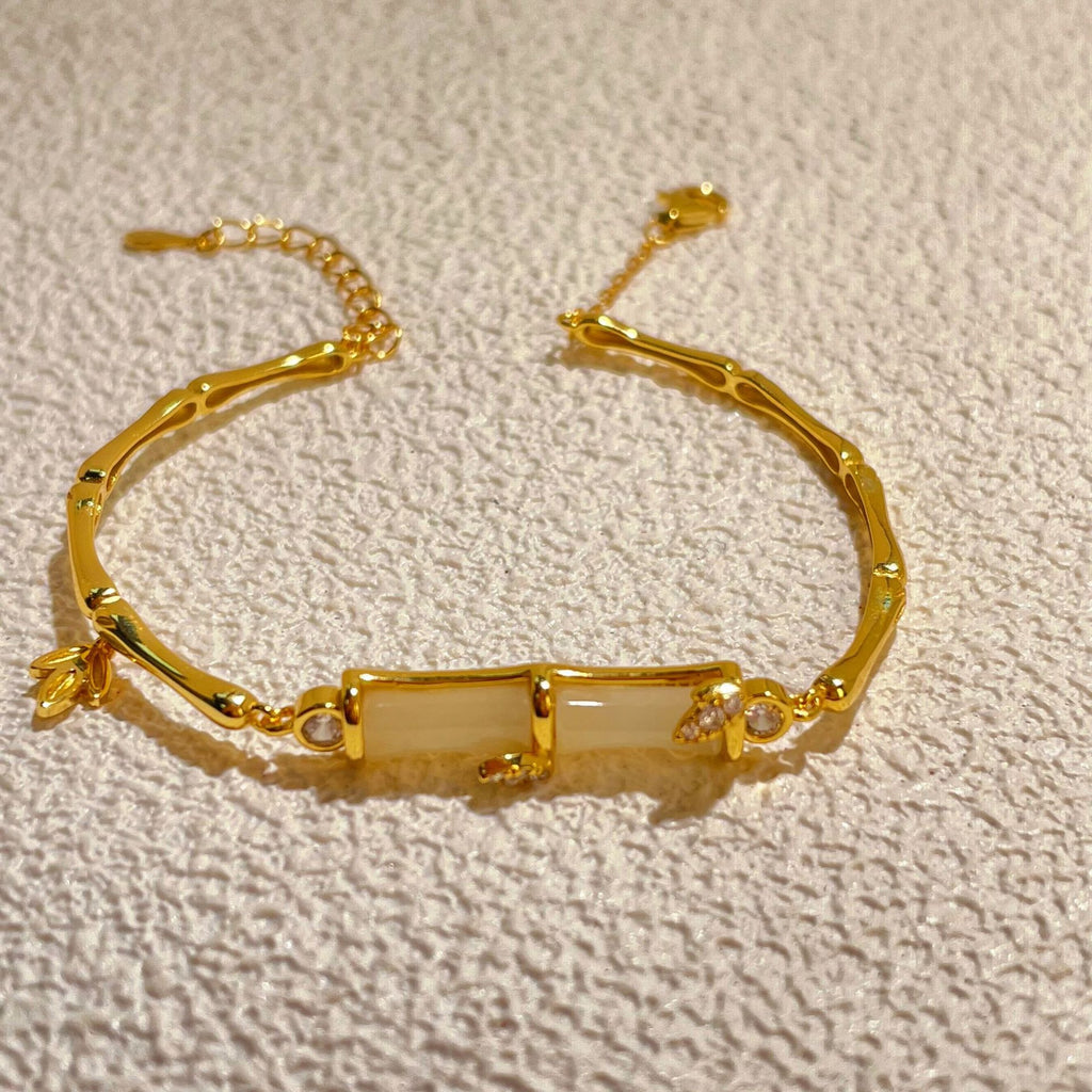 Damen Armband mit elegantem Bambusdesign und hochwertigem Jade-Edelstein Shop Nory