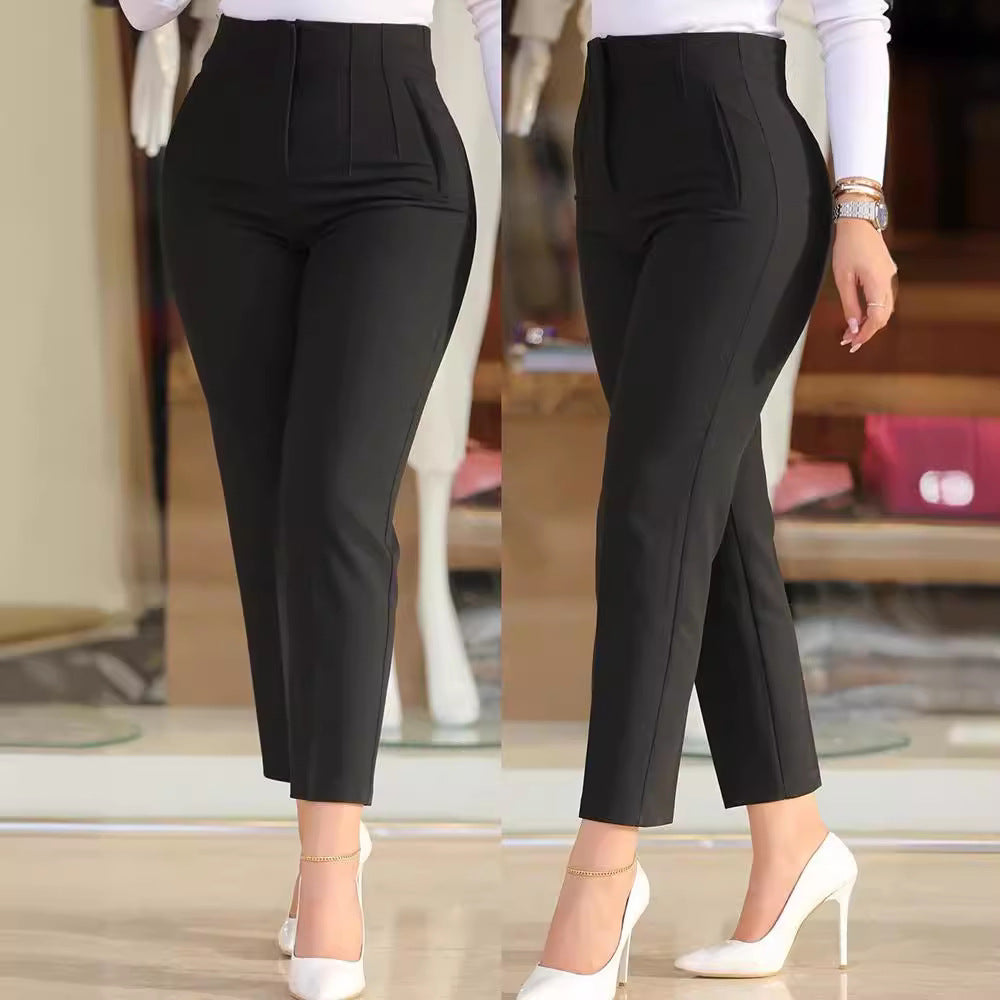 Damen Hochtaillierte Slim-Fit Bügelfalten-Hose mit geradem Bein Shop Nory