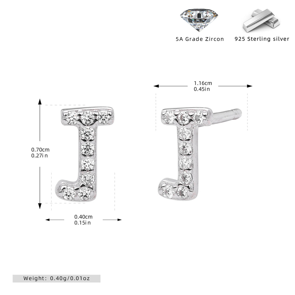 Damen Ohrstecker aus 925 Sterling Silber mit luxuriösem Zirkonbuchstaben R Shop Nory