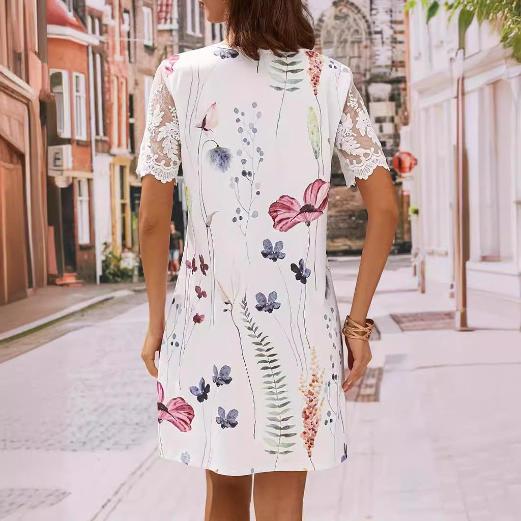 Damen Blumenmuster Shift Kleid