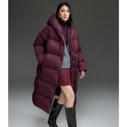 Damen Lange gesteppte Daunenparka mit Kapuze und Thermoisolierung Shop Nory